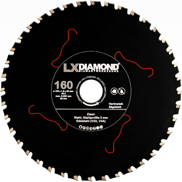 LXDIAMOND Hartmetall Sägeblatt 160-355mm für Eisen Stahl Edelstahl V2A V4A Stahl-Profile passend für Metall Kappsägen Handkreissägen Tischsägen