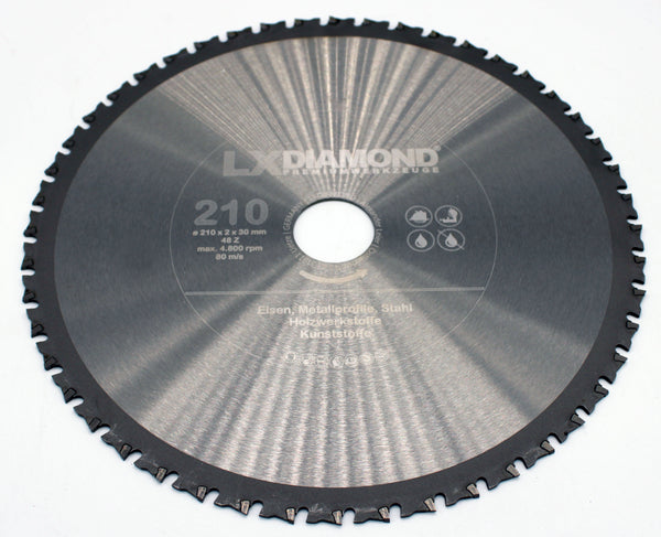 LXDIAMOND Hartmetall Sägeblatt 210mm x 30,0mm Premium für Eisen Edelstahl Stahlprofile passend für Metall Kappsägen Handkreissägen Tischsägen