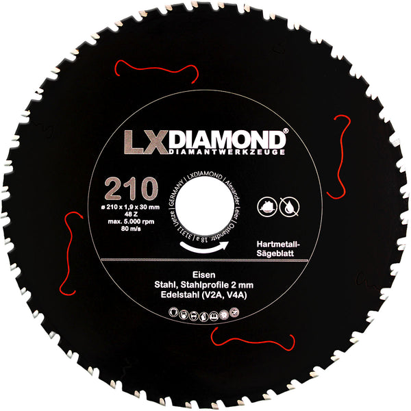 LXDIAMOND Hartmetall Sägeblatt 160-355mm für Eisen Stahl Edelstahl V2A V4A Stahl-Profile passend für Metall Kappsägen Handkreissägen Tischsägen