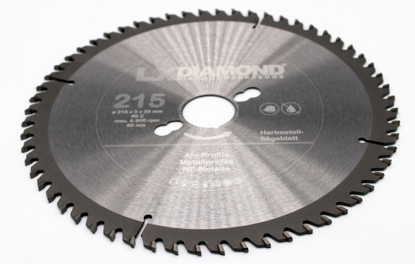 LXDIAMOND Hartmetall Sägeblatt 215 - 250mm x 30,0mm - Kreissägeblatt für Alu Metall-Profile NE-Metall