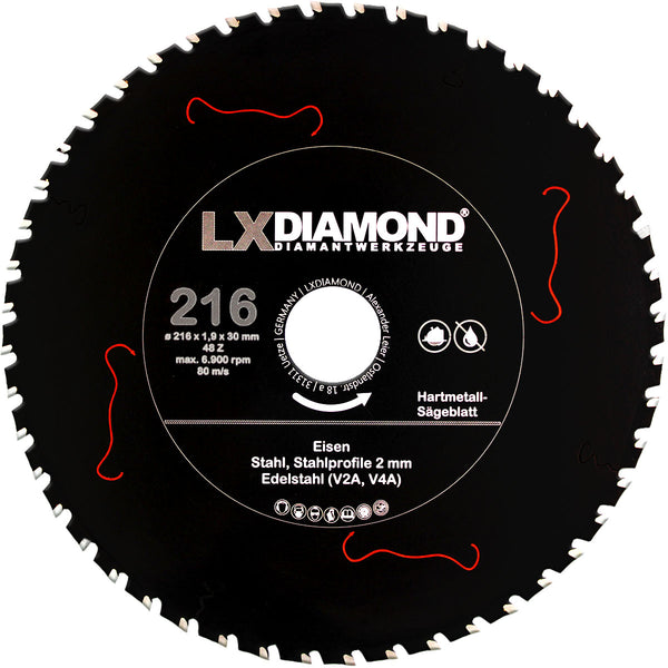 LXDIAMOND Hartmetall Sägeblatt 160-355mm für Eisen Stahl Edelstahl V2A V4A Stahl-Profile passend für Metall Kappsägen Handkreissägen Tischsägen