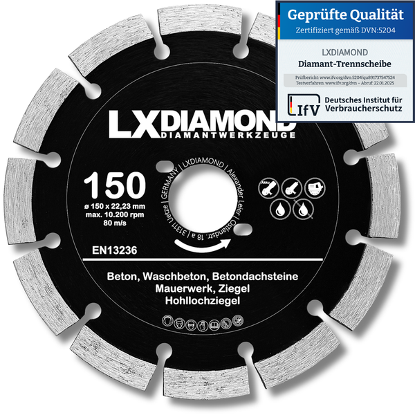 LXDIAMOND Diamant-Trennscheibe 150mm Profi Diamantscheibe passend für Bepo FFS 150 151 Fensterfugenschneider Montagefräse Fensterfräse