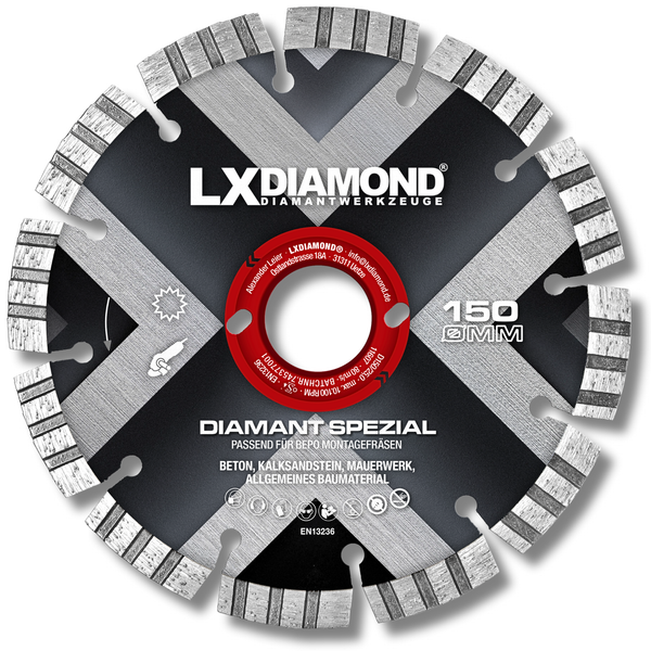 LXDIAMOND Diamant-Trennscheibe 150mm Diamantscheibe passend für Bepo FFS 150 151 Fensterfugenschneider Montagefräse Fensterfräse