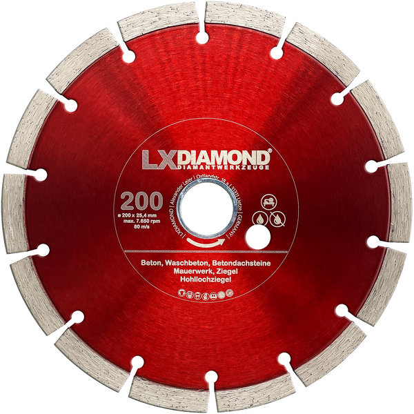 LXDIAMOND Diamant-Trennscheibe 125mm - 250mm - für Schneidetische, Brückensägen, Winkelschleifer, Mauernutfräsen - Diamantscheibe zum Trennen von Stein, Beton, Ziegel, Mauerwerk - Steinscheibe in Profi Qualität