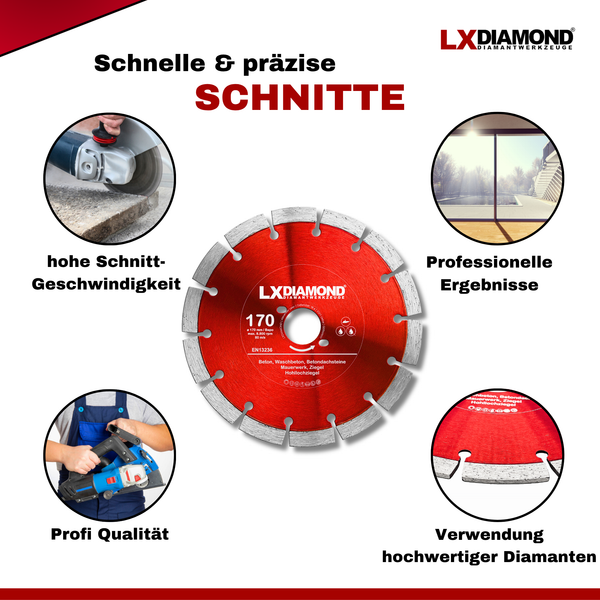 LXDIAMOND Diamant-Trennscheibe 170mm Profi Diamantscheibe passend für Bepo FFS 171SE Fensterfugenschneider Montagefräse Fensterfräse