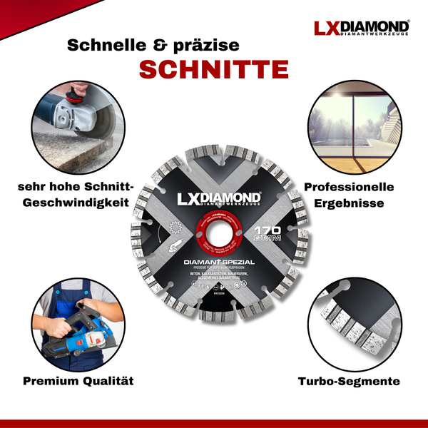 LXDIAMOND Diamant-Trennscheibe 170mm Diamantscheibe passend für Bepo FFS 171SE Fensterfugenschneider Montagefräse Fensterfräse