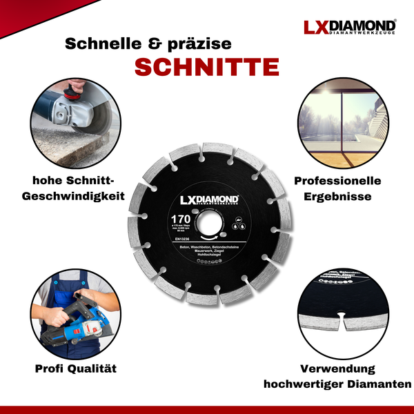 LXDIAMOND Diamant-Trennscheibe 170mm Profi Diamantscheibe passend für Bepo FFS 171SE Fensterfugenschneider Montagefräse Fensterfräse