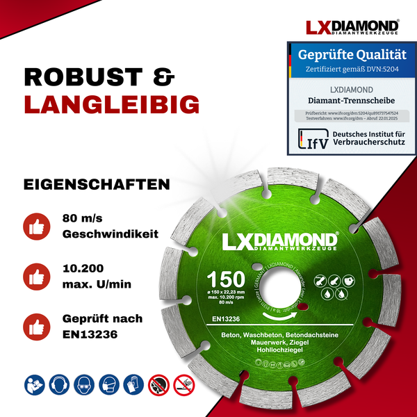 LXDIAMOND Diamant-Trennscheibe 150mm Profi Diamantscheibe passend für Bepo FFS 150 151 Fensterfugenschneider Montagefräse Fensterfräse