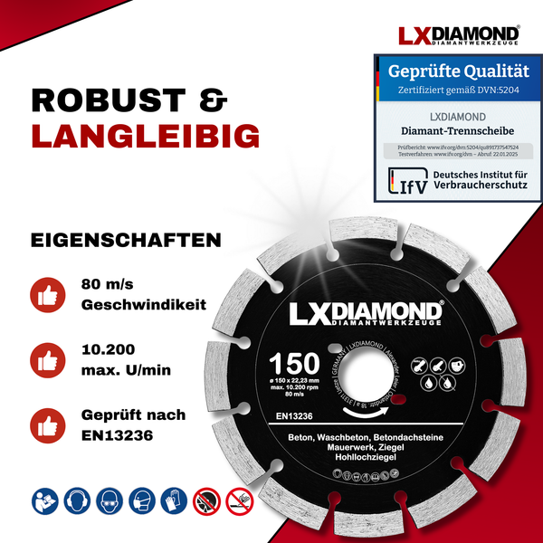 LXDIAMOND Diamant-Trennscheibe 150mm Profi Diamantscheibe passend für Bepo FFS 150 151 Fensterfugenschneider Montagefräse Fensterfräse