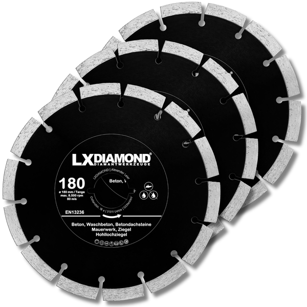 LXDIAMOND Diamant-Trennscheibe 180mm für Beton Mauerwerk Ziegel Stein Diamantscheibe passend für Lamello Tanga DX200 Montagefräse, Fensterfräse