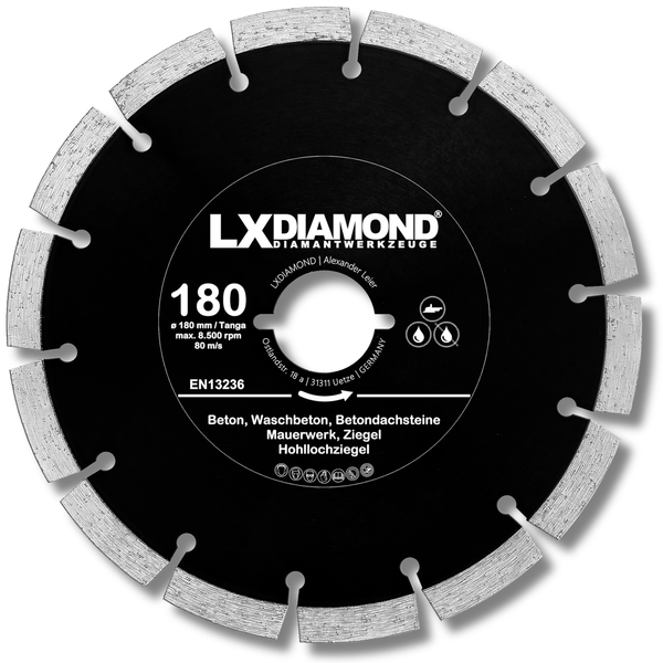 LXDIAMOND Diamant-Trennscheibe 180mm für Beton Mauerwerk Ziegel Stein Diamantscheibe passend für Lamello Tanga DX200 Montagefräse, Fensterfräse