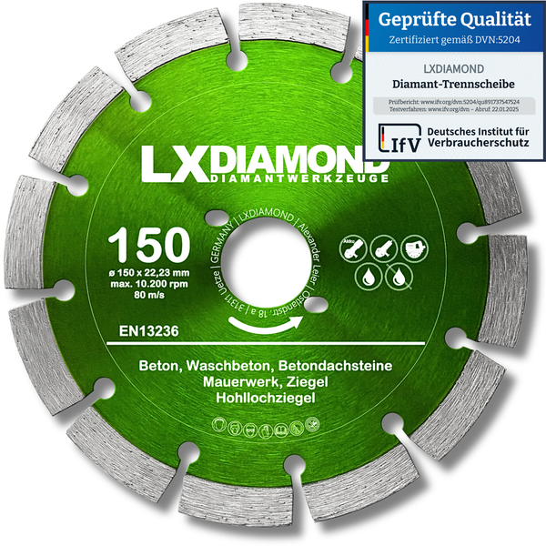 LXDIAMOND Diamant-Trennscheibe 150mm Profi Diamantscheibe passend für Bepo FFS 150 151 Fensterfugenschneider Montagefräse Fensterfräse