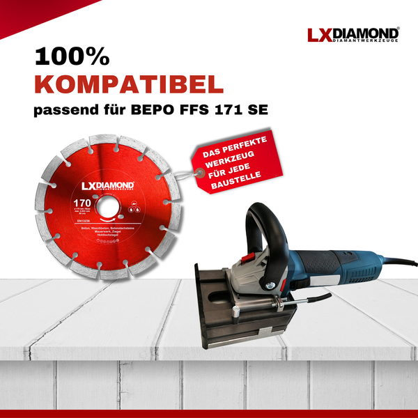 LXDIAMOND Diamant-Trennscheibe 170mm Profi Diamantscheibe passend für Bepo FFS 171SE Fensterfugenschneider Montagefräse Fensterfräse