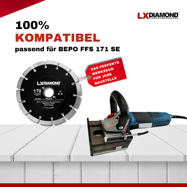 LXDIAMOND Diamant-Trennscheibe 170mm Profi Diamantscheibe passend für Bepo FFS 171SE Fensterfugenschneider Montagefräse Fensterfräse