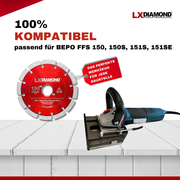 LXDIAMOND Diamant-Trennscheibe 150mm Profi Diamantscheibe passend für Bepo FFS 150 151 Montagefräse Fensterfräse