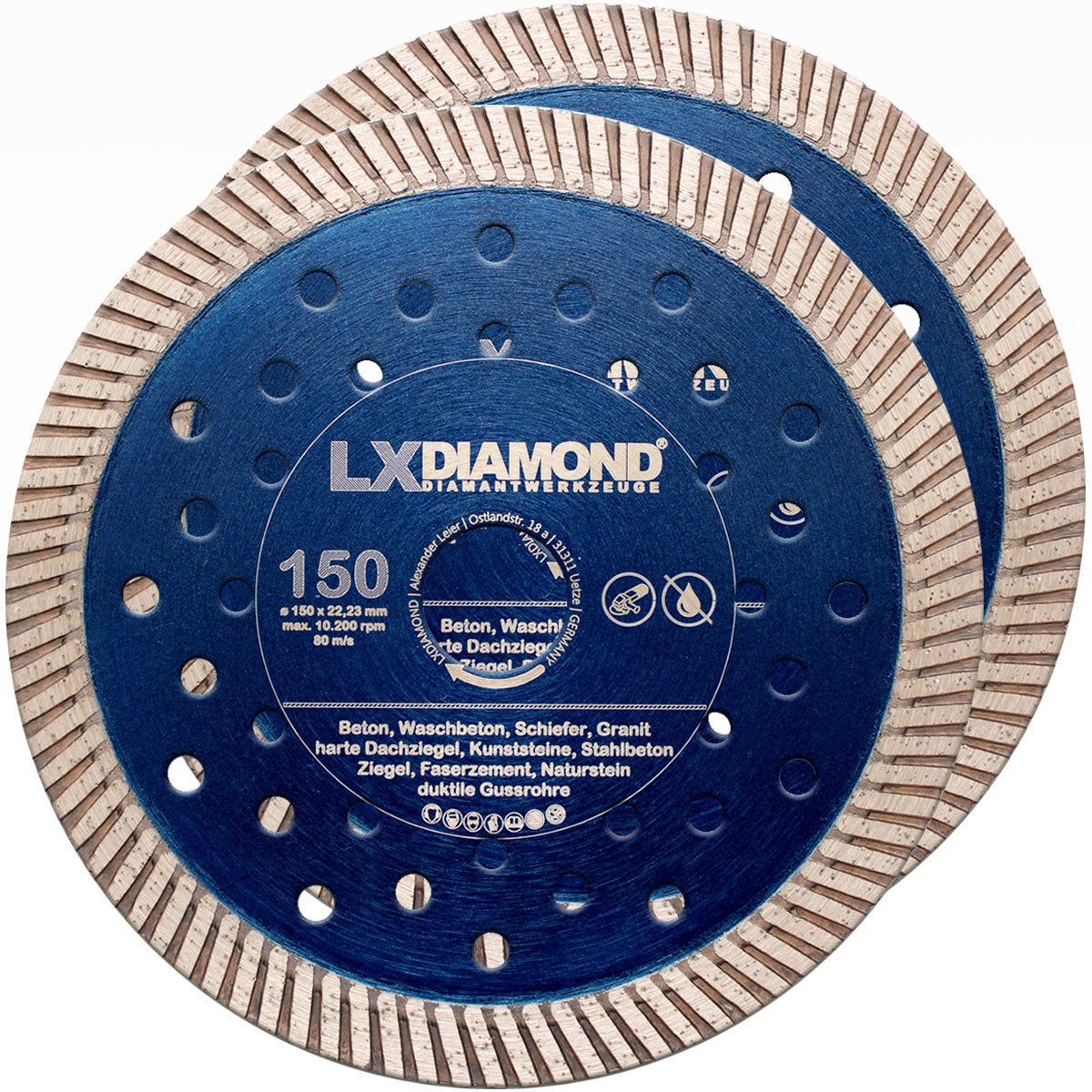 LXDIAMOND 2x Diamant-Trennscheibe Premium 150mm Beton Stein Mauerwerk passend für Diamantfräse Schlitzfräse Mauernutfräse Mauerschlitzfräse Wandfräse