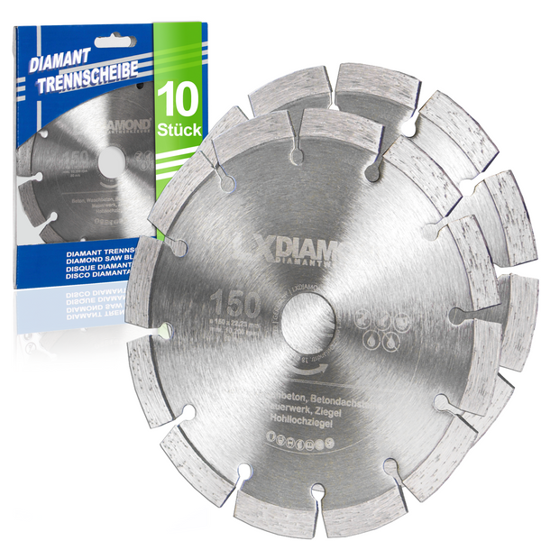 LXDIAMOND Diamant-Trennscheibe 150mm Profi Diamantscheibe Beton passend für Mauernutfräse Mauerschlitzfräse Schlitzfräse Wandfräse Diamantfräse