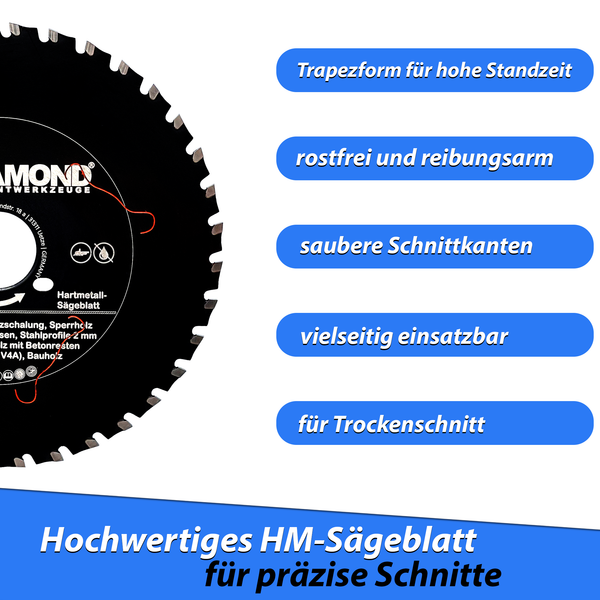 LXDIAMOND Hartmetall-Sägeblatt 150mm für Holz, Metall, Eisen, Stahl passend für Bepo FFS 150 151 Montagefräse