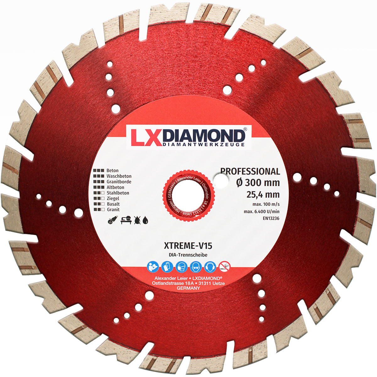 LXDIAMOND Diamant-Trennscheibe 300mm Diamantscheibe für Granit Beton Naturstein Stein Pflasterstein