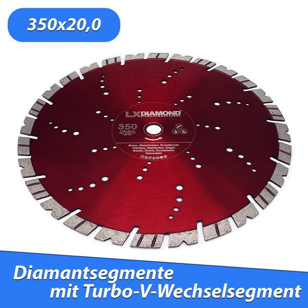 LXDIAMOND PREMIUM Diamant-Trennscheibe 350mm Beton Naturstein hochwertige Diamantscheibe für den Galabauer