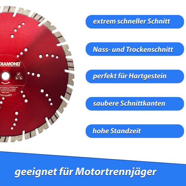 LXDIAMOND PREMIUM Diamant-Trennscheibe 350mm Beton Naturstein hochwertige Diamantscheibe für den Galabauer