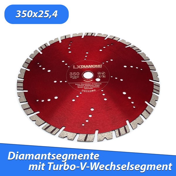 LXDIAMOND PREMIUM Diamant-Trennscheibe 350mm Beton Naturstein hochwertige Diamantscheibe für den Galabauer