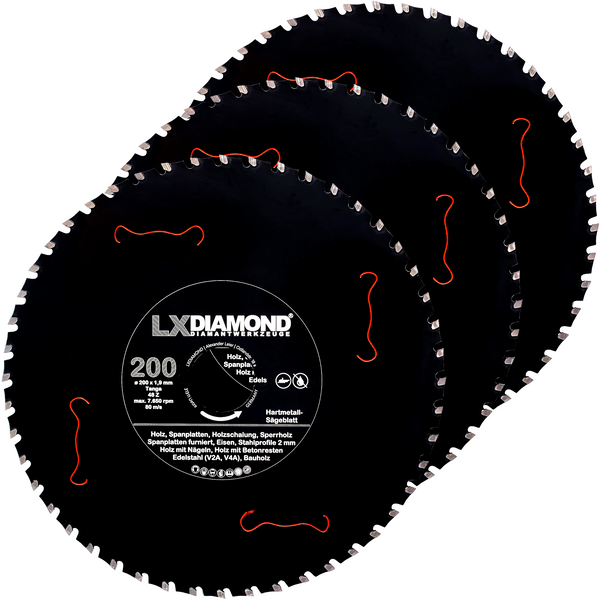 LXDIAMOND Hartmetall-Sägeblatt 200mm für Holz, Eisen, Metall, Stahl passend für Lamello Tanga DX200 Montagefräse