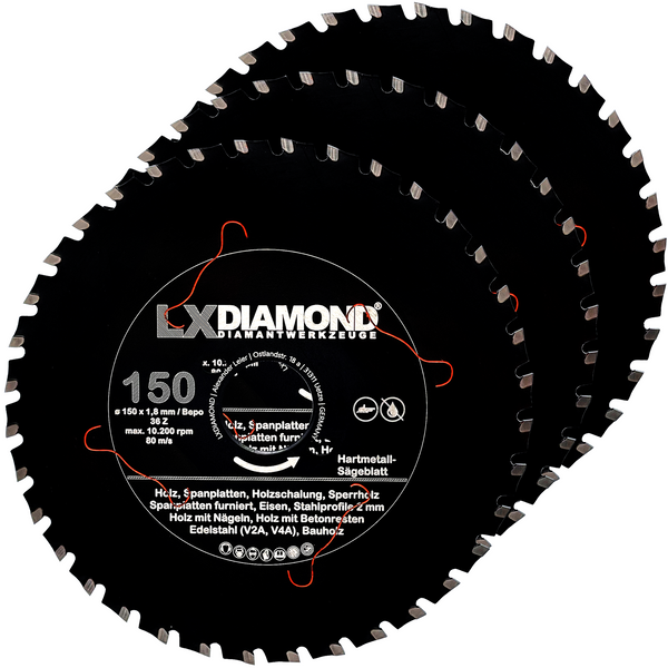 LXDIAMOND Hartmetall-Sägeblatt 150mm für Holz, Metall, Eisen, Stahl passend für Bepo FFS 150 151 Montagefräse