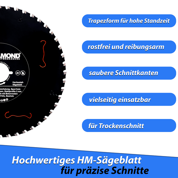 LXDIAMOND Hartmetall-Sägeblatt 200mm für Holz, Eisen, Metall, Stahl passend für Lamello Tanga DX200 Montagefräse