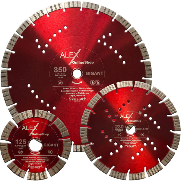 PREMIUM Diamant-Trennscheibe 125 - 350mm Stahl-Beton Waschbeton Ziegel Universal